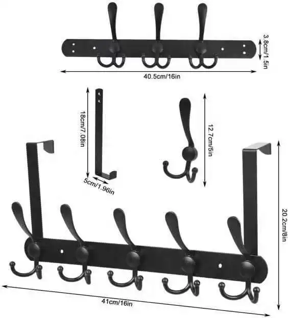 Sondoly Over The Door Hook Hanger - 6 Hooks Over Door Coat Rack for Hanging Clothes Hat Towel
