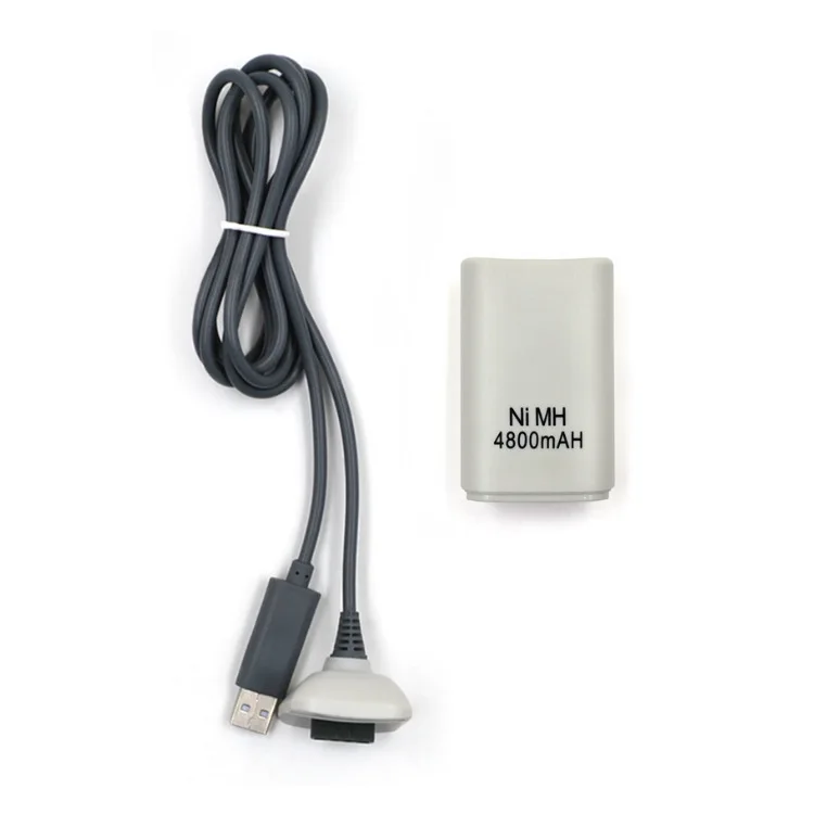 2 In 1 4800mAh for Xbox 360 Rechargeable Battery Kit with USB Charge Cable