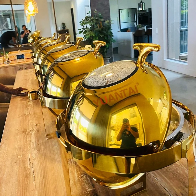 United States/Canada Supplier Kitchen gold Buffet Chafing dish Party Wedding Food warmer Restaurant Hotel Chafer for Catering