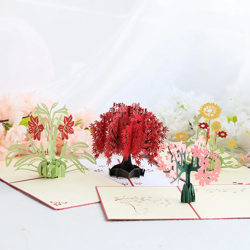 Custom Flower 3D Pop-up Card Greeting Cards Paper Cards