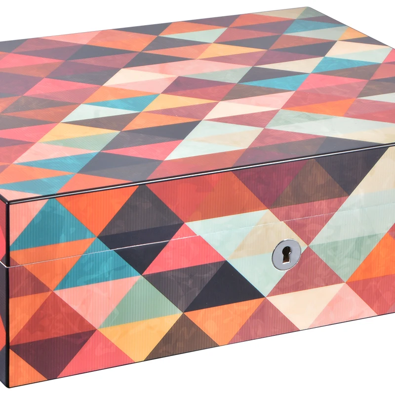 Delicate  Rhombus Shape Pattern Wooden Gift Box For Tea Packing