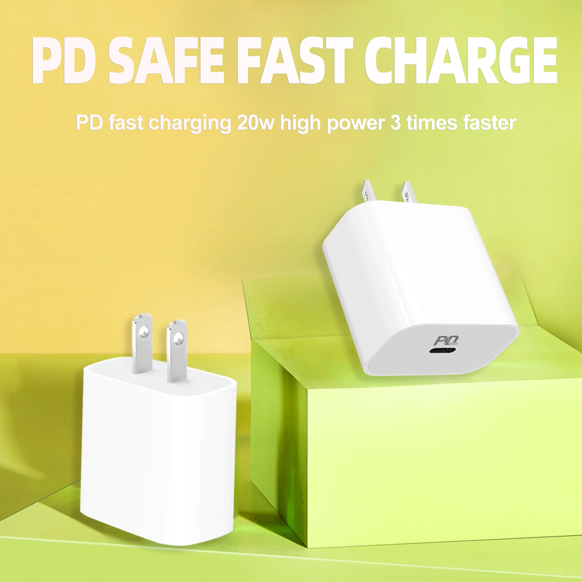  Оригинальный адаптер питания 20 Вт Usb-c зарядное устройство Pd для быстрой зарядки с кабелем Usb type-C Iphone