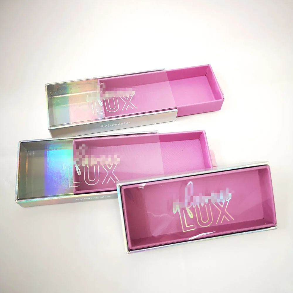 Private Label Custom Empty Drawer Eyelash Packaging Storage Box Case  with Clear Cover