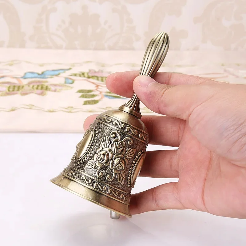 Retro Hand Call Bell Tone European Style Craft Wedding Decoration Alarm Bar Hotel Vintage Bell Wind Bells Decor