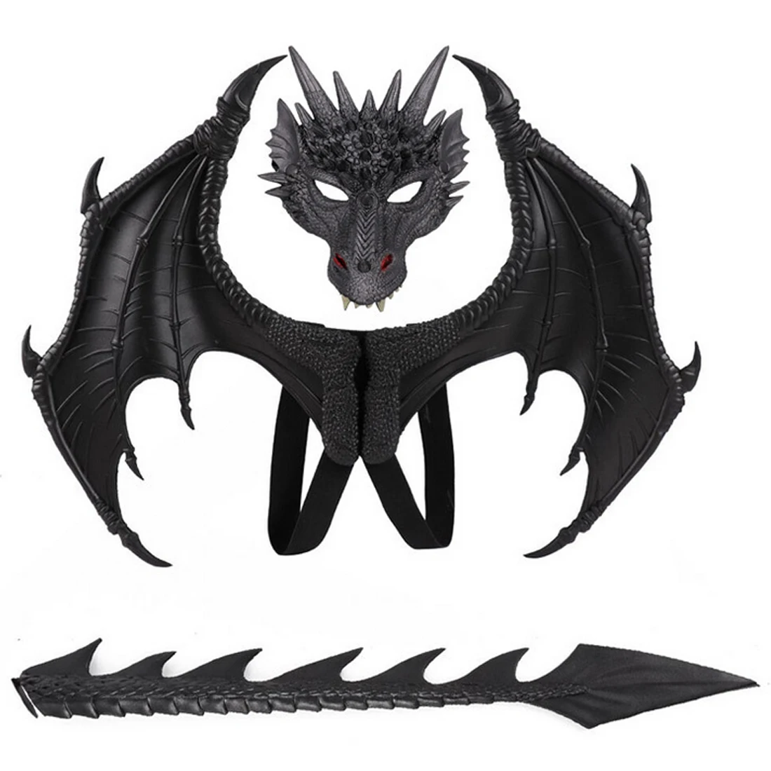 Halloween Costume Dragon Wings Tail Mask Cosplay Dress with Hats Themes Party Clothes