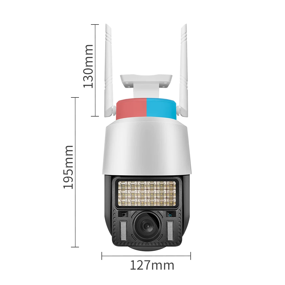 LED Alarm Warning Light Camera 720p V380 Wifi Ptz Outdoor Camera Rotating 360 Detection Cctv Camera