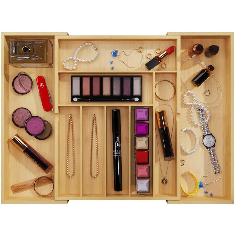 Bamboo environmental protection multifunctional adjustable kitchen storage box storage box adjustable cutlery