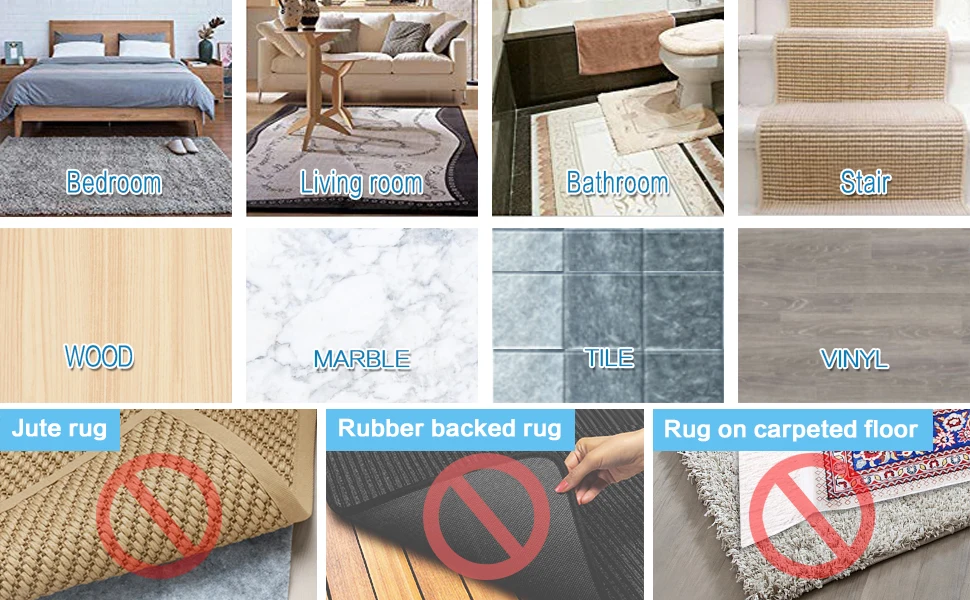 8 pieces  rug gripper,waterproof and no residue  carpet gripper,double side anti slip gripper for marble hardwood