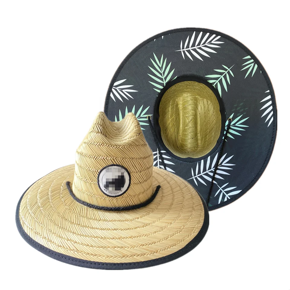 Мужская 100% натуральная соломенная шляпа с логотипом под заказ, Классическая пляжная шляпа от солнца, женская соломенная шляпа Lifeguard для серфинга, мексиканская шляпа с широкими полями Sombrero
