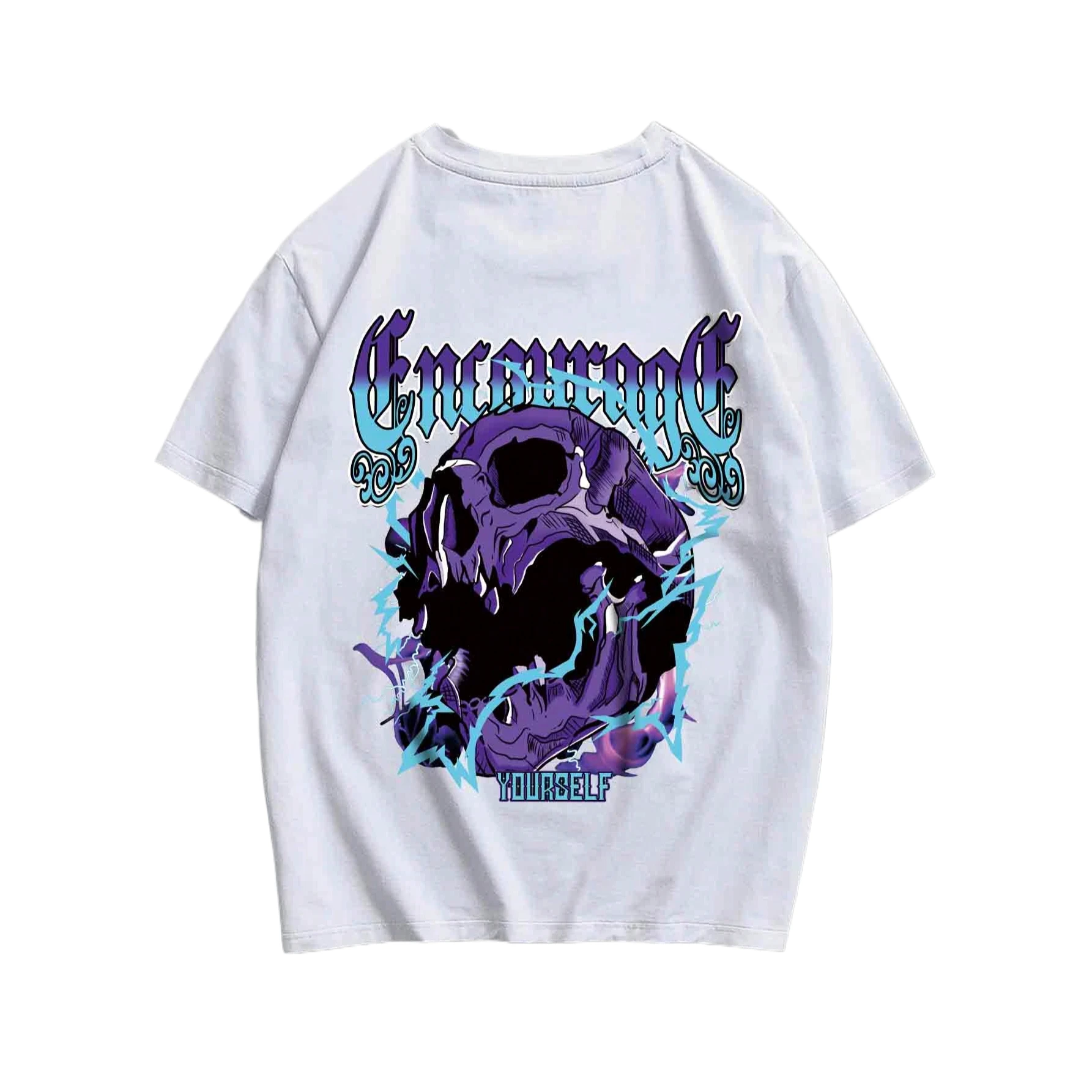 Men Skull Graphic Drop Shoulder Tee 100% polyester oversize tshirts for unisex low price wholesale