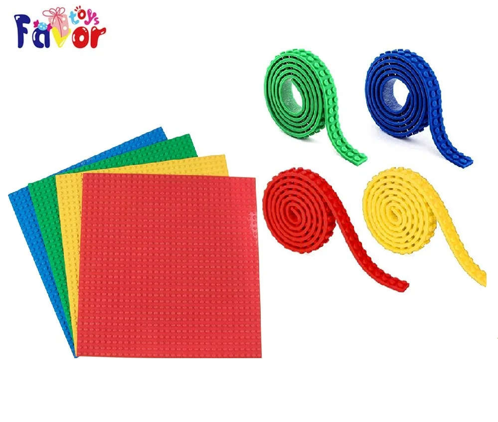 DIY Building Block Baseplate Connecting Classical Blocks Building Bricks 4pcs of 32x32 dots with 4pcs of Rubber Tape