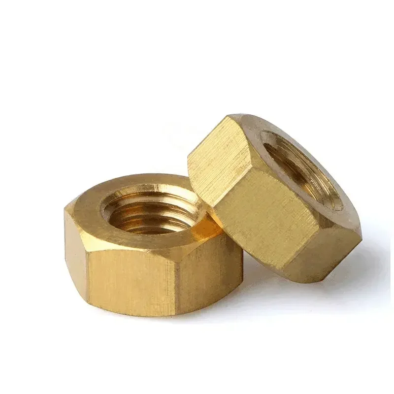 DIN934 Nut and Bolt Manufacturing Fastener Solid Brass Copper Hex Hexagon Nut for M2-M24 Screw Bolt Metric Thread
