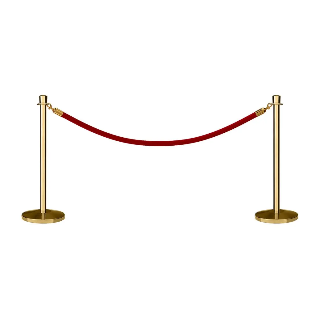 Stainless Steel Crowd Control rope barrier gold event pole with red rope for museum Exhibition