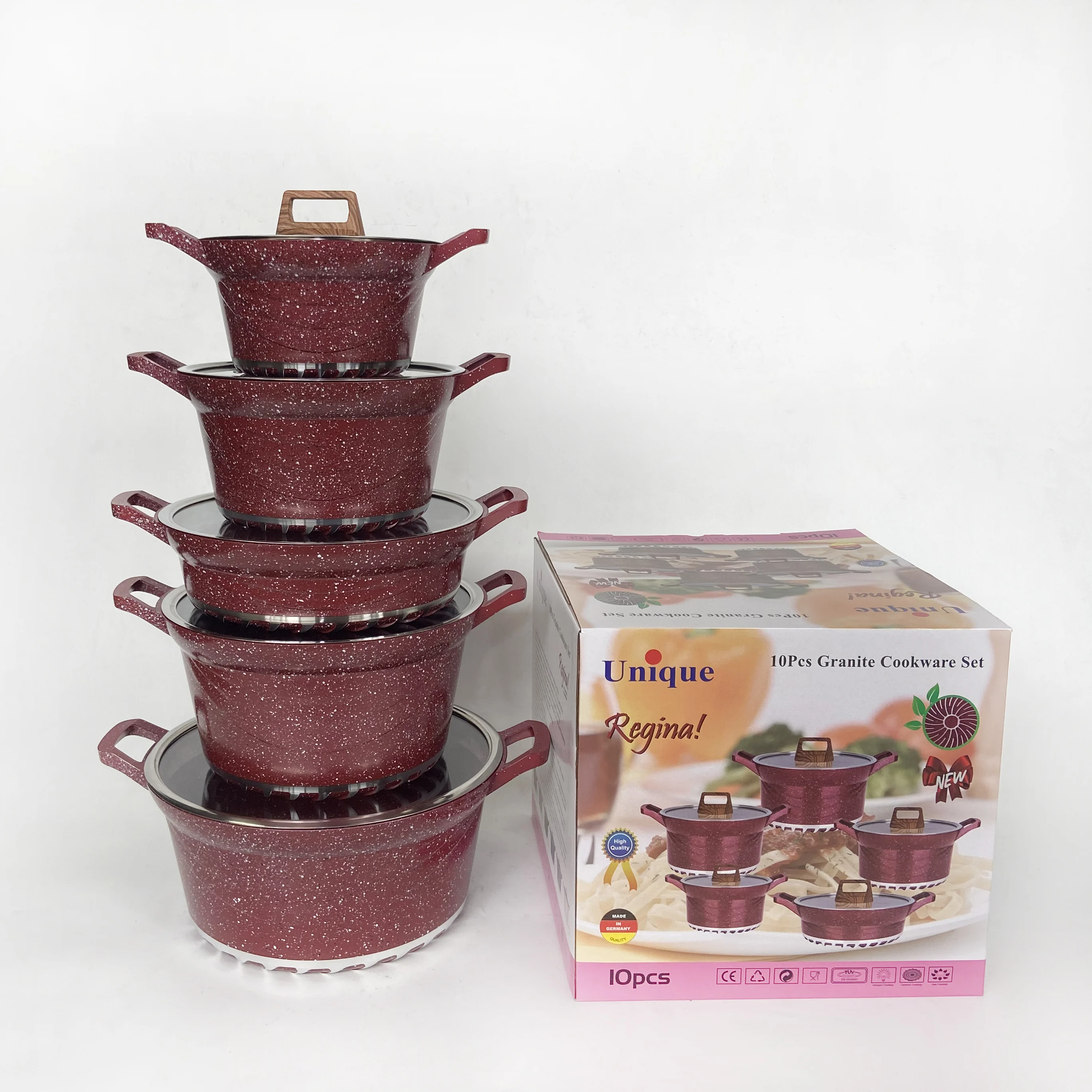 High Quality Snowflake Shape Kitchen Die-cast Aluminum Cookware Set Pan Non-stick Wholesale Granite Non-stick Pan Set