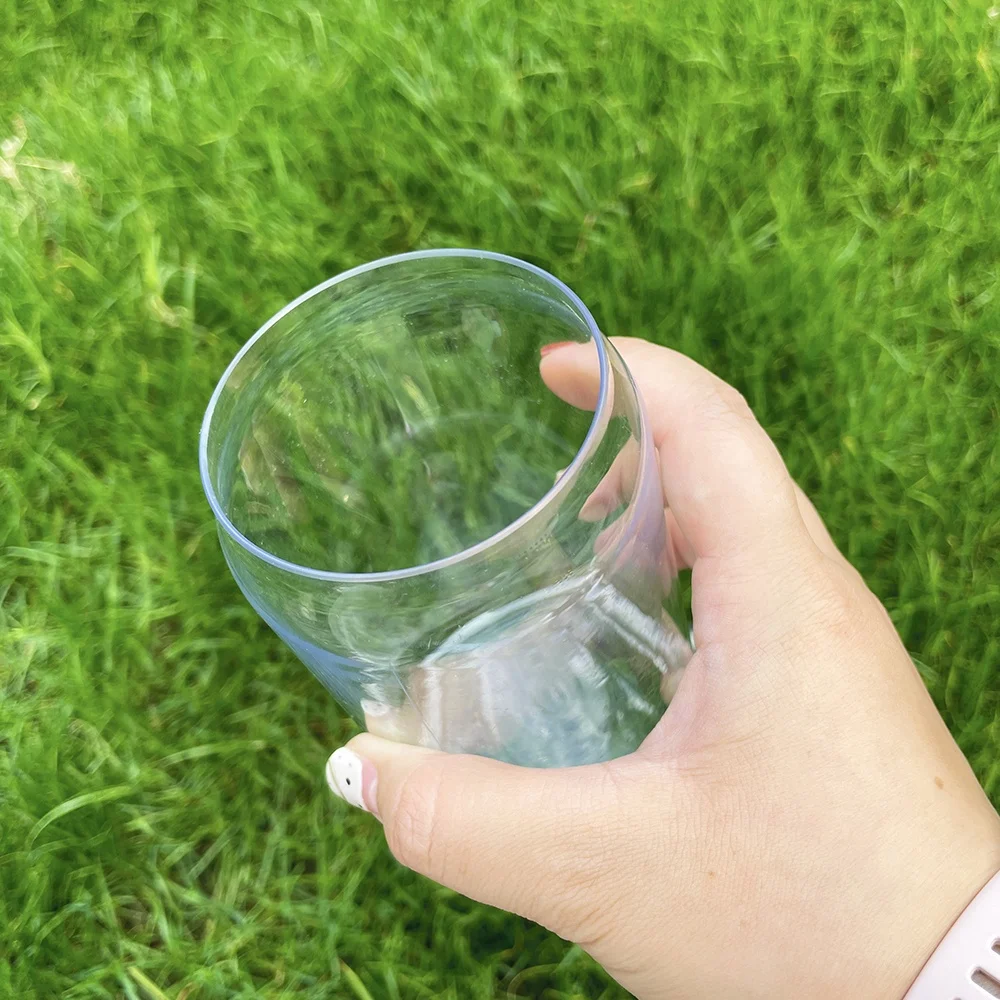 unbreakable Elegant Shaped Drinking Glasses 16oz acrylic plastic tumbler can with pp lids in stock
