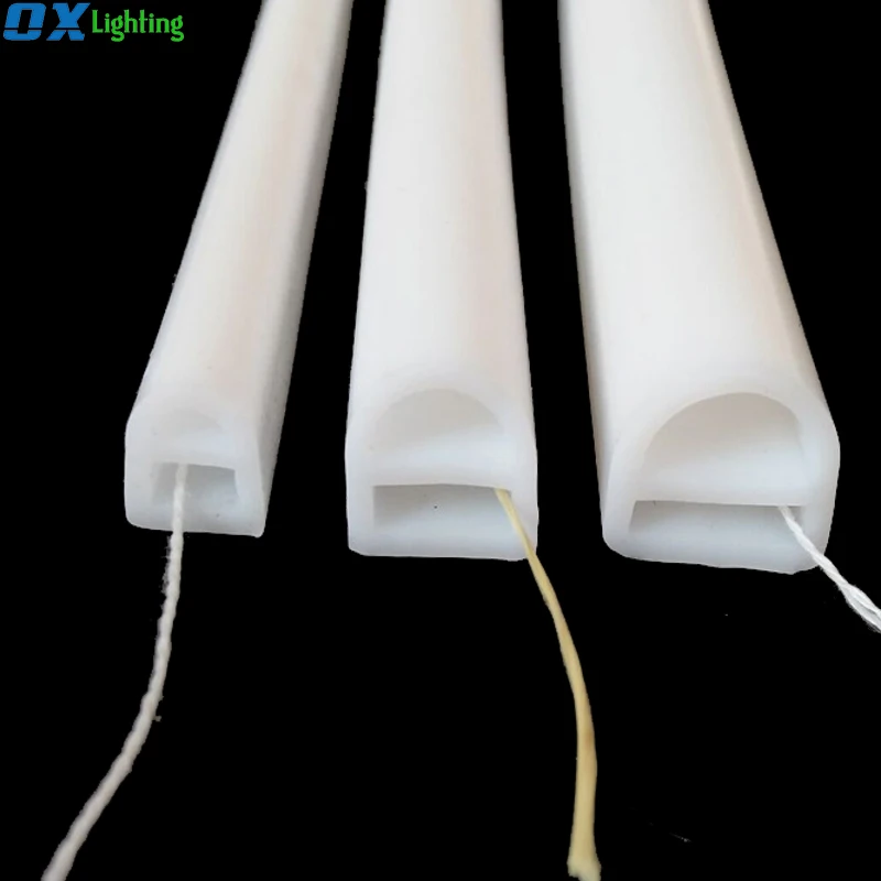 Transparent White Rectangular Flexible D Shape Silicone Tube For Led Strip 10MM 12MM 15MM