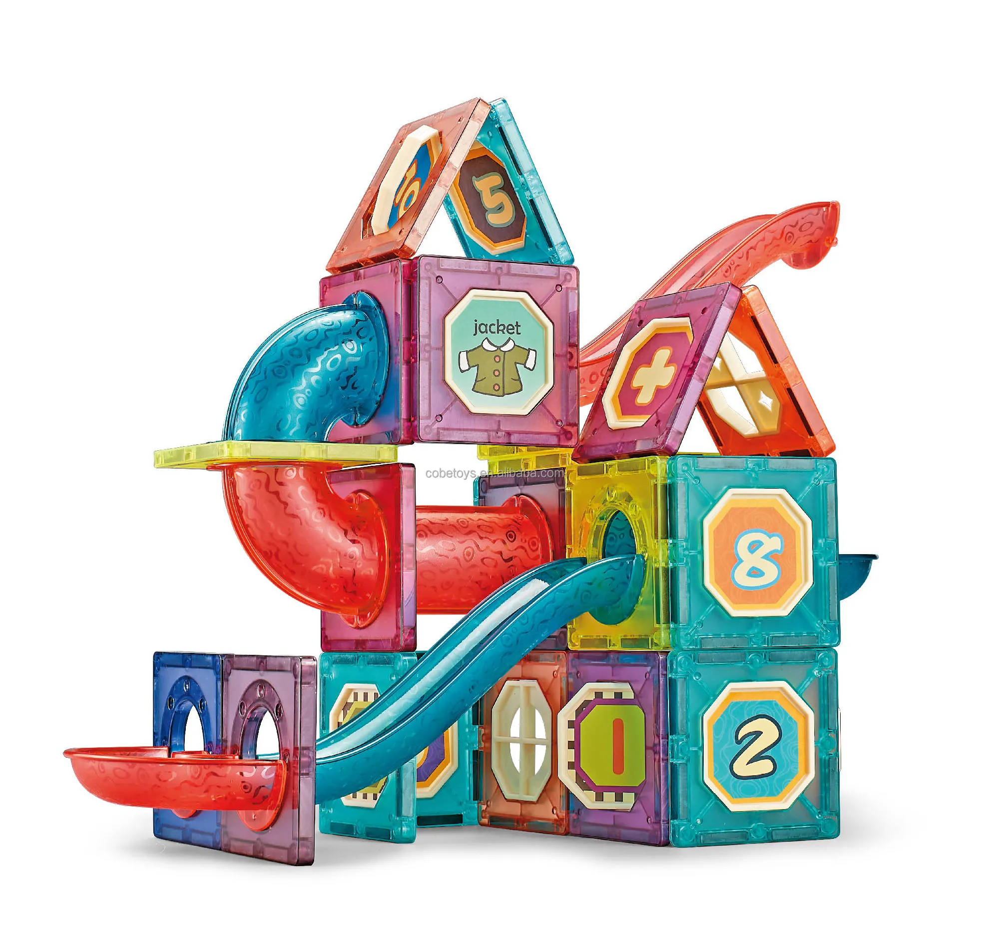 Educational toys for kids children 72 pieces creative colorful 3D magnetic tiles toys magnetic building blocks