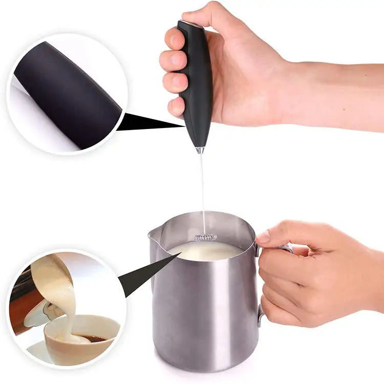 Colorful Handheld Plastic Milk Frother Mini Milk Foamer Battery Operated Portable Drink Mixer with Frother Stand for Coffee