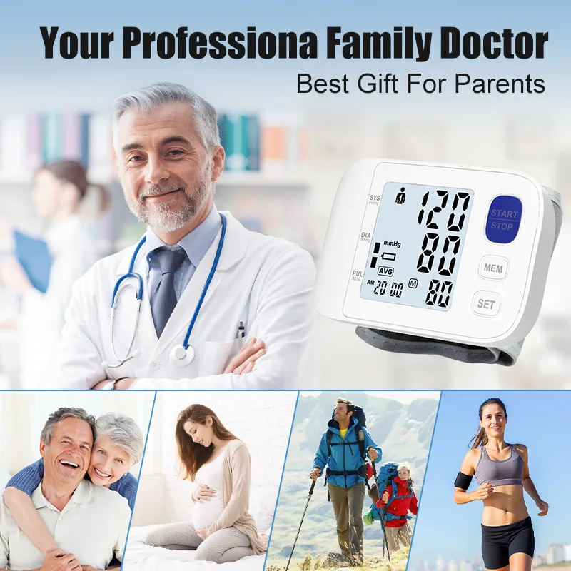 Цифровой мини-Монитор артериального давления на запястье сертифицированный ROHS ручное/электрическое питание металлический BP с пластиковыми компонентами