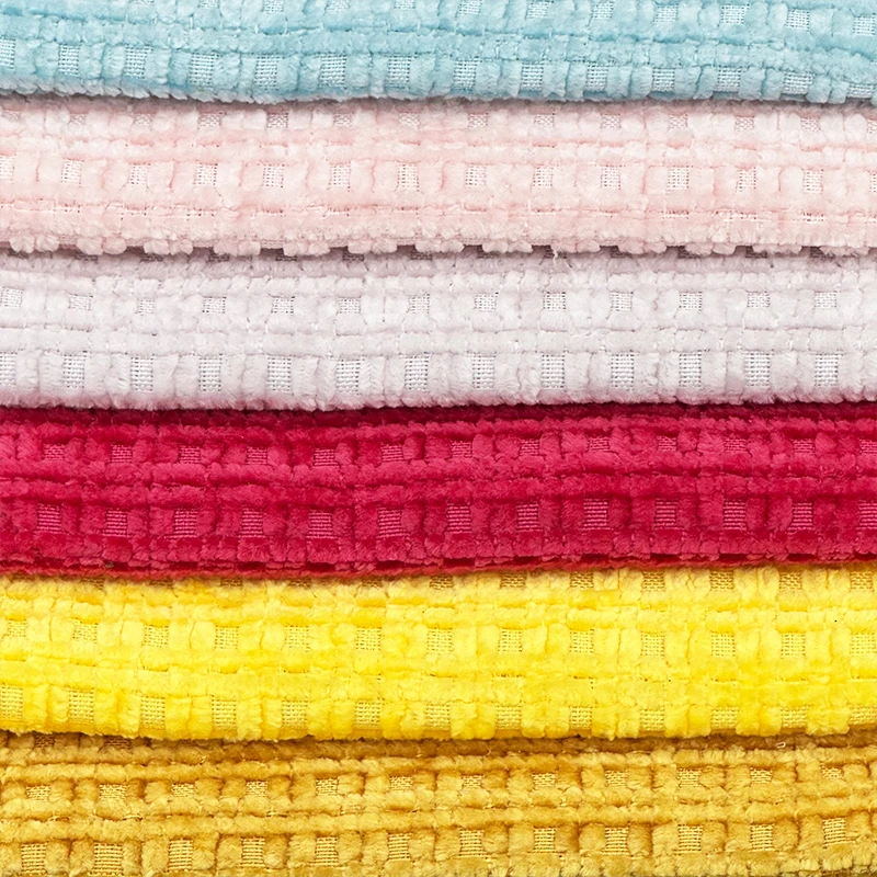 Wejoy colorful 260gsm single side checkered ripstop pattern chenille for furniture sofa cover