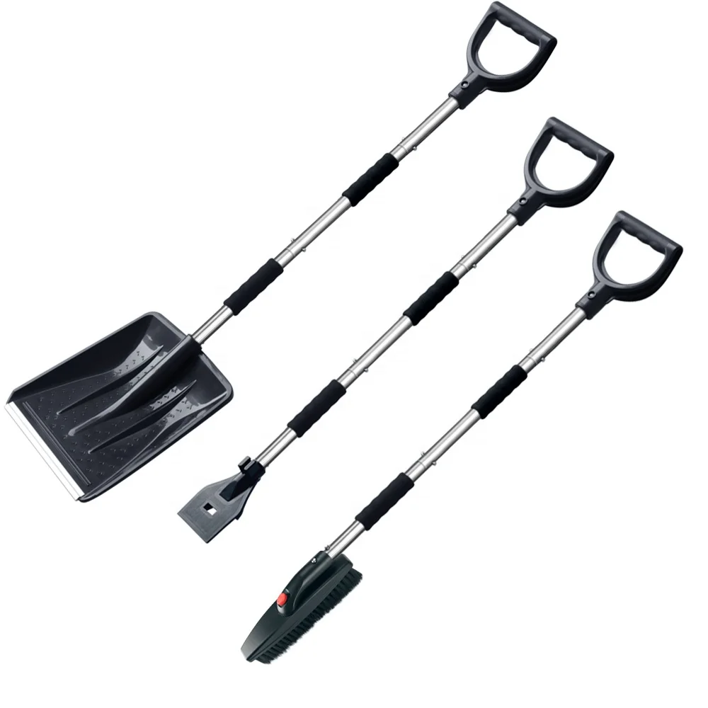 
Amazon hot sale foldable portable snow plow tool 3-in-1 kit with shovel scraper and brush car snow plow 