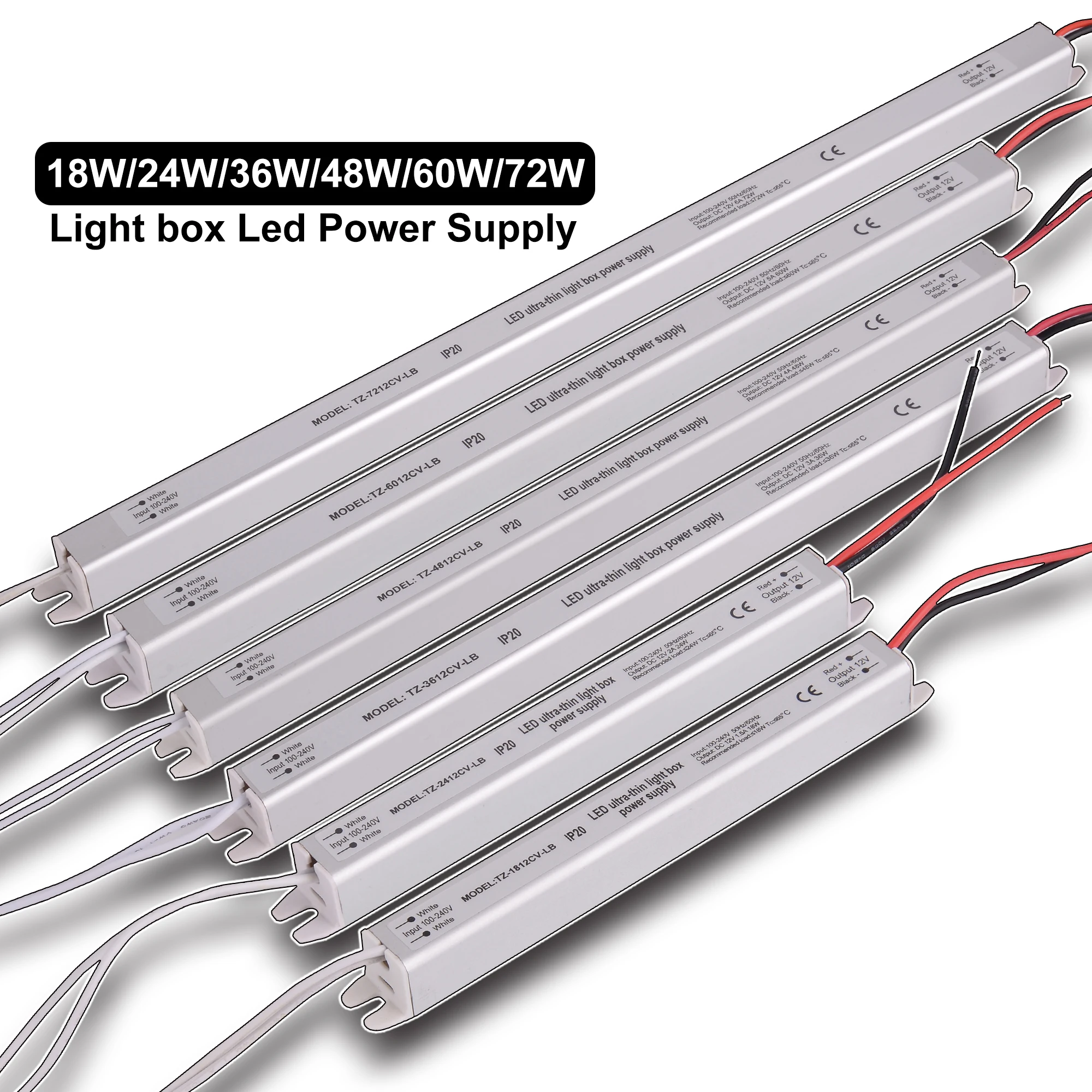 18W 24W 36W 48W 60W 72W 12V/24V light box led driver power supply