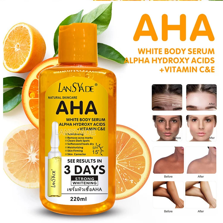 Private Label Facial Serum Pure Vitamin C Turmeric Natural AHA Moisturizing Anti-Wrinkle Brightening Whitening Face Body Serum