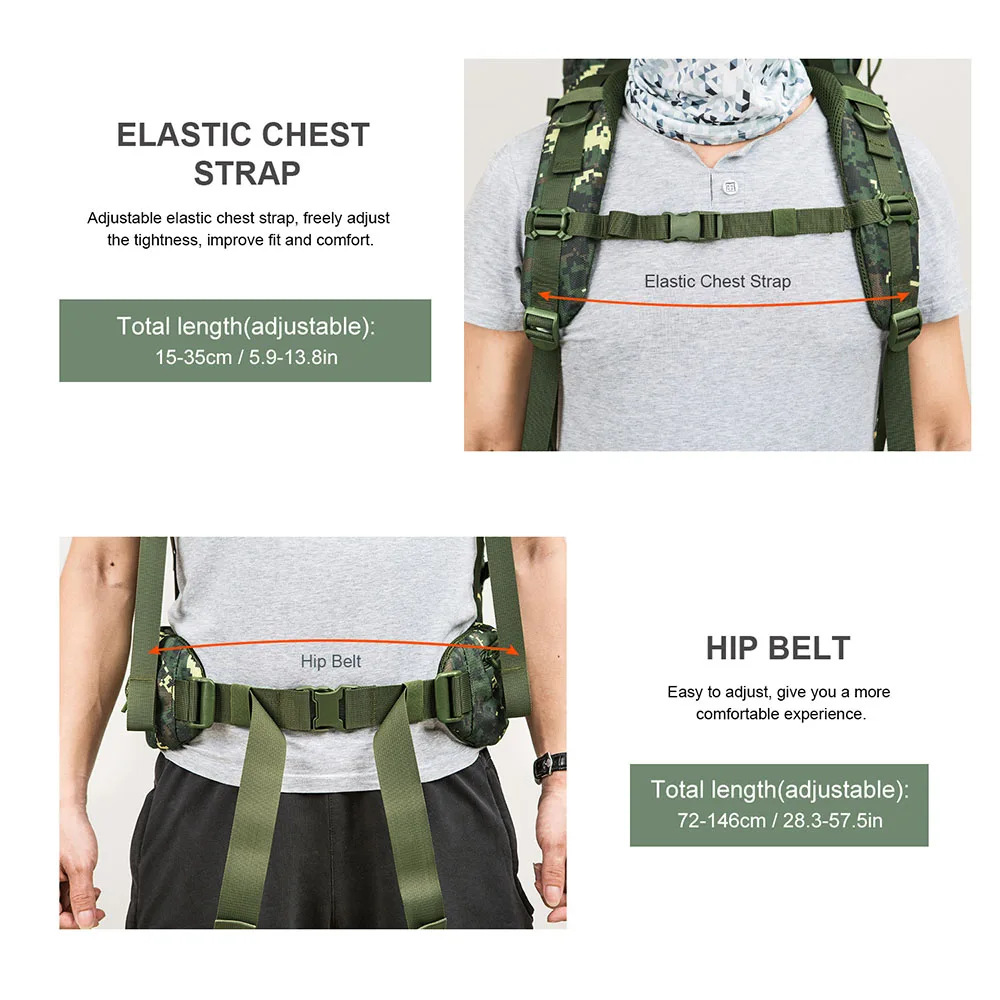 Large capacity outdoor tactical backpack MOLLE Backpack 56-75L male and female travel waterproof rain cover polyester backpack