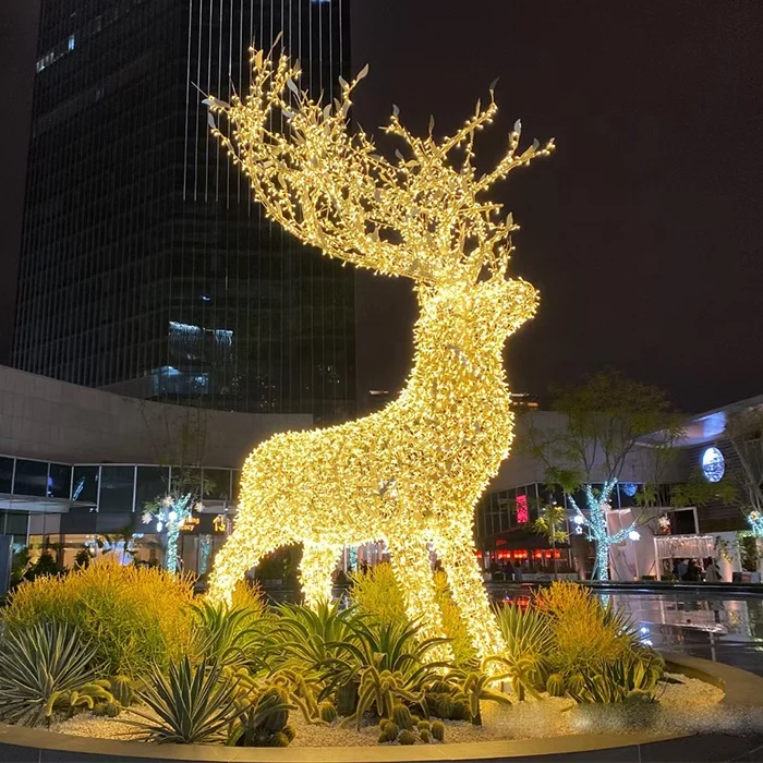 Outdoor Customized New Christmas Decoration 3D Large Deer Led Motif Lights for outdoor commercial Christmas display