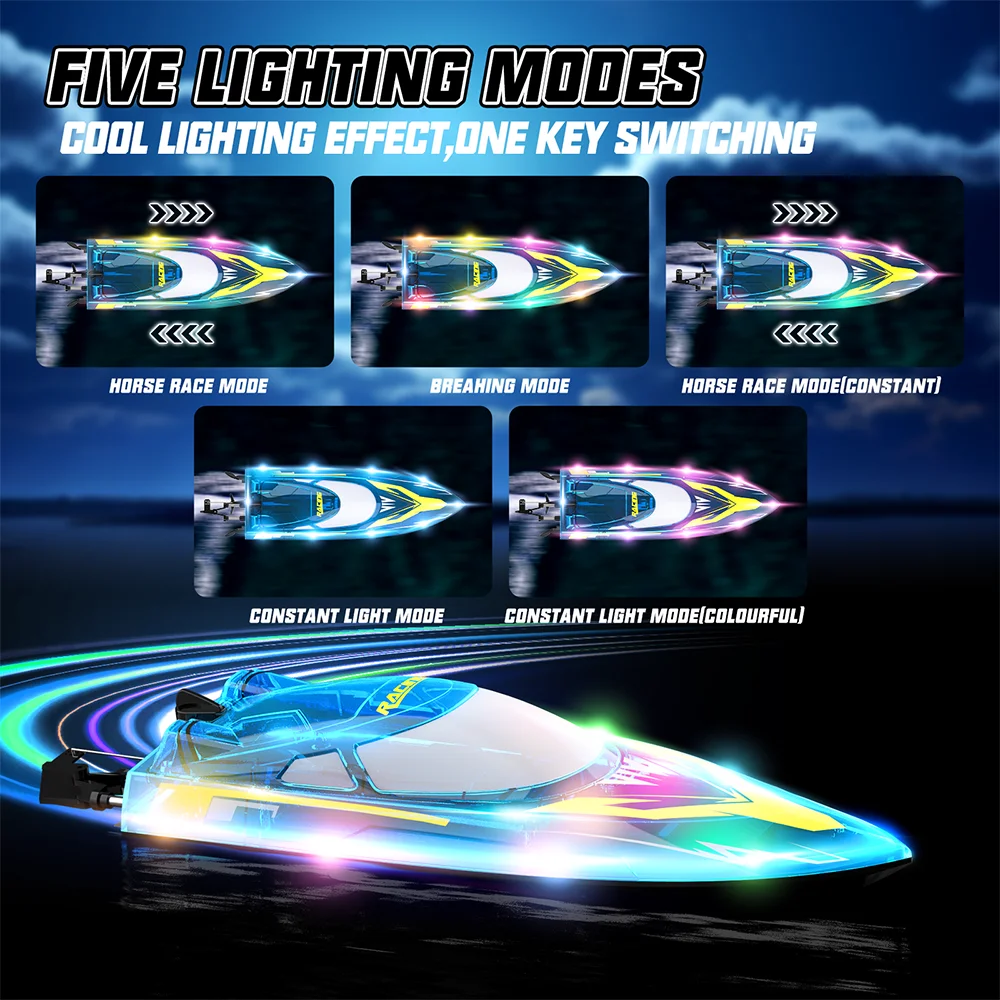 2024 Flytec V006 2 4 г радиоуправляемая лодка 30 км/ч опрокидыватель автосброса RGB светодиодный пульт дистанционного управления высокоскоростная гоночная летняя игрушечная