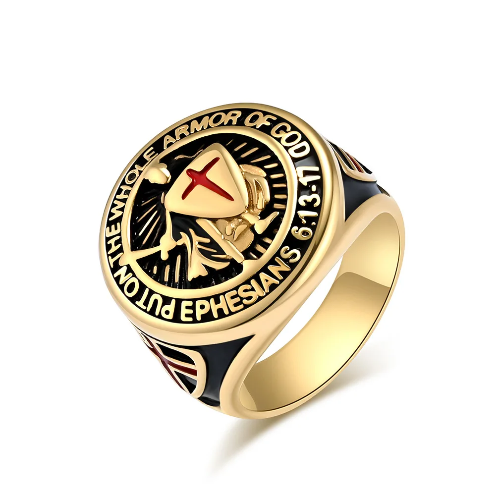 Retro Punk Rock Mason Knight Templar Cross Ring Stainless Steel Ring