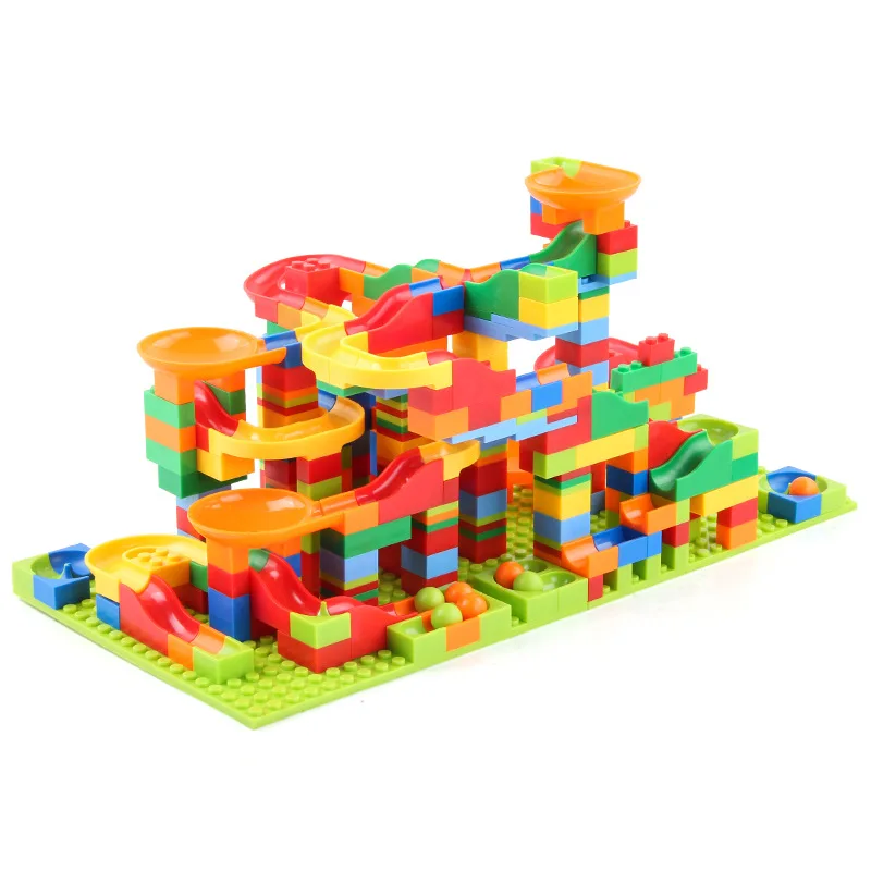 336pcs Big Size Marble Race Run Blocks Maze Ball Track Building Blocks Plastic Funnel Slide Assemble DIY Bricks Kids Gift