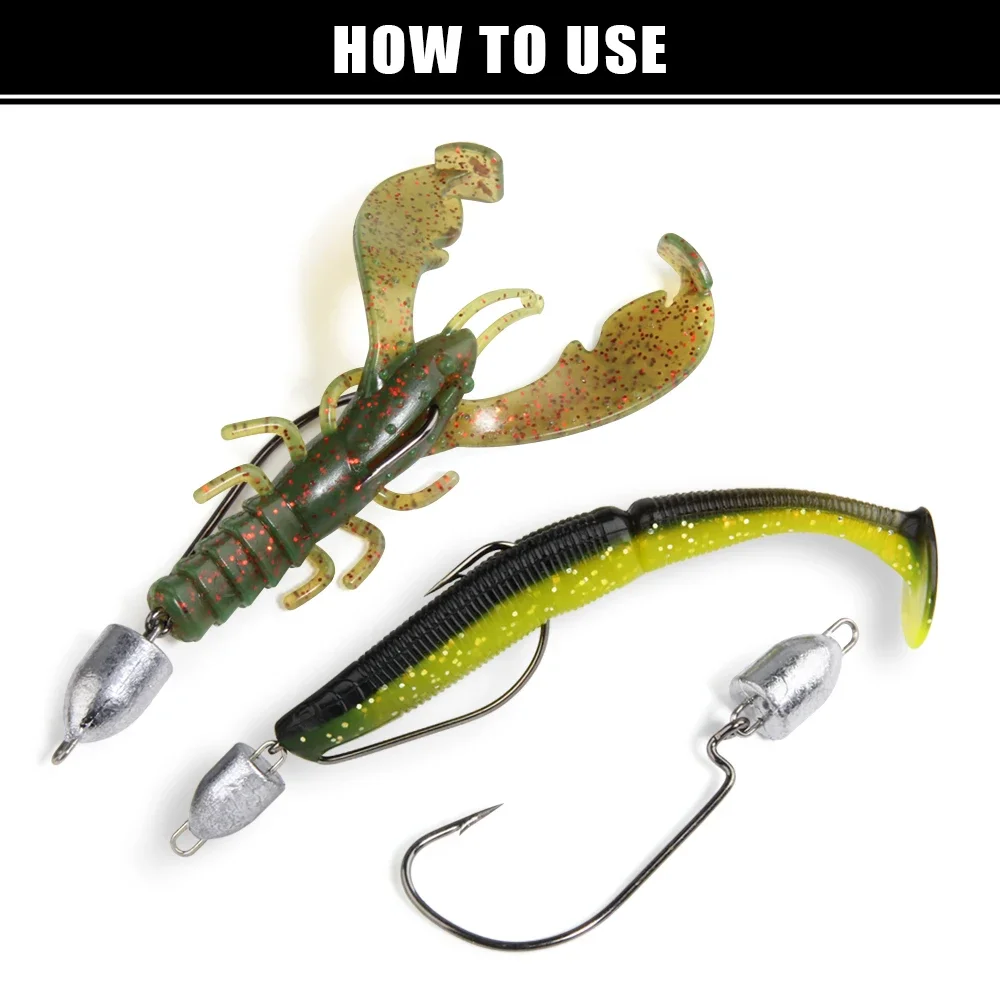 Spinpoler 3.5g 5g 7g 10g Lead Bullet Jig Head Fishing Hook Offset Worm Fishhook Texas Rigs Fishing Swing Jig Tackle Accessories