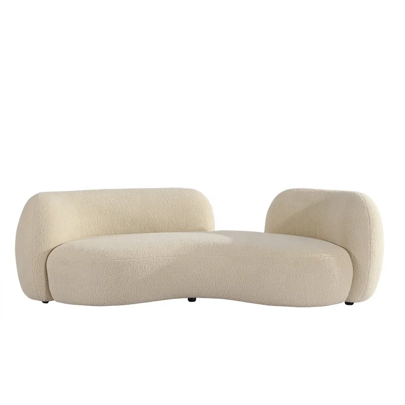 cloud shape soft 3 seater sofas minimalist high-end light luxury boucle fabric sofa for beauty salon