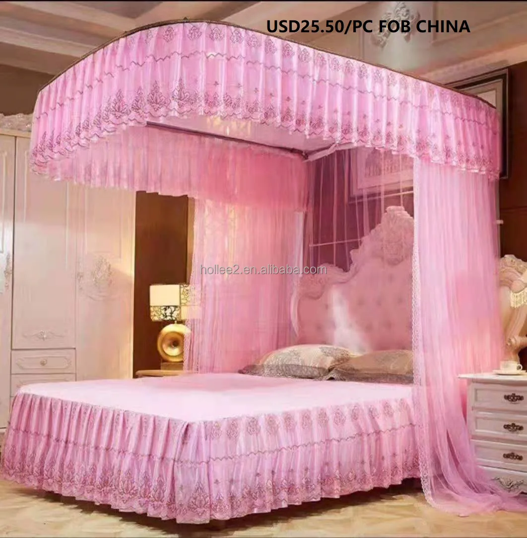 Factory Direct New Court Folding Rail Lace U-rail Adult Mosquito Net