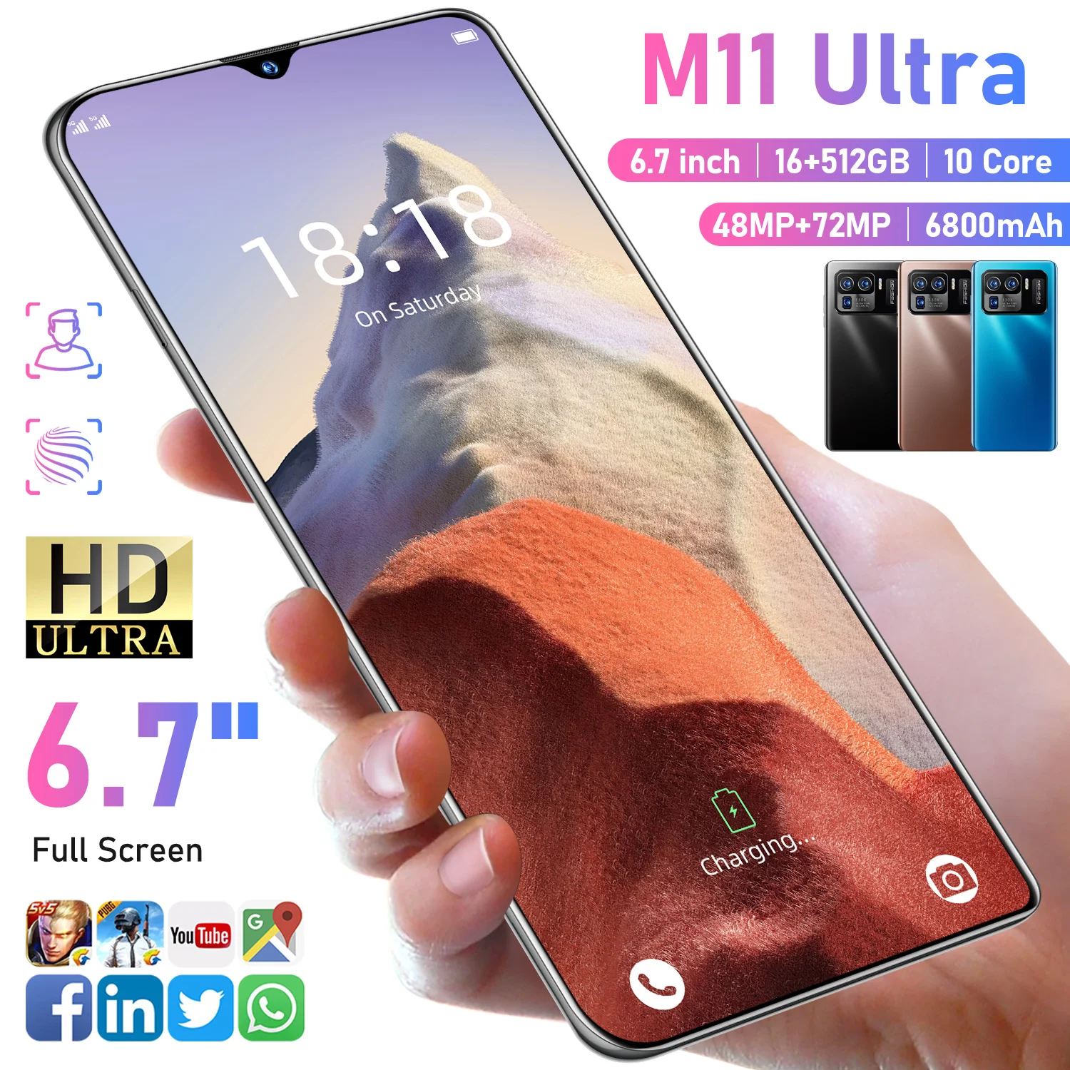 Смартфон M11 Ultra 16 + 512 ГБ 72 МП