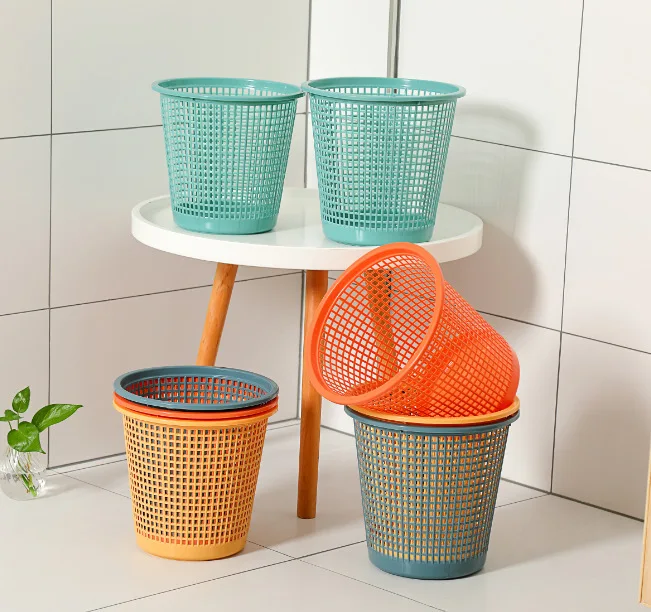 
Chinese Style Simple Plain Fashion Striped Hollow Large-Capacity Plastic Household Multi-Scene Suitable Trash Can 
