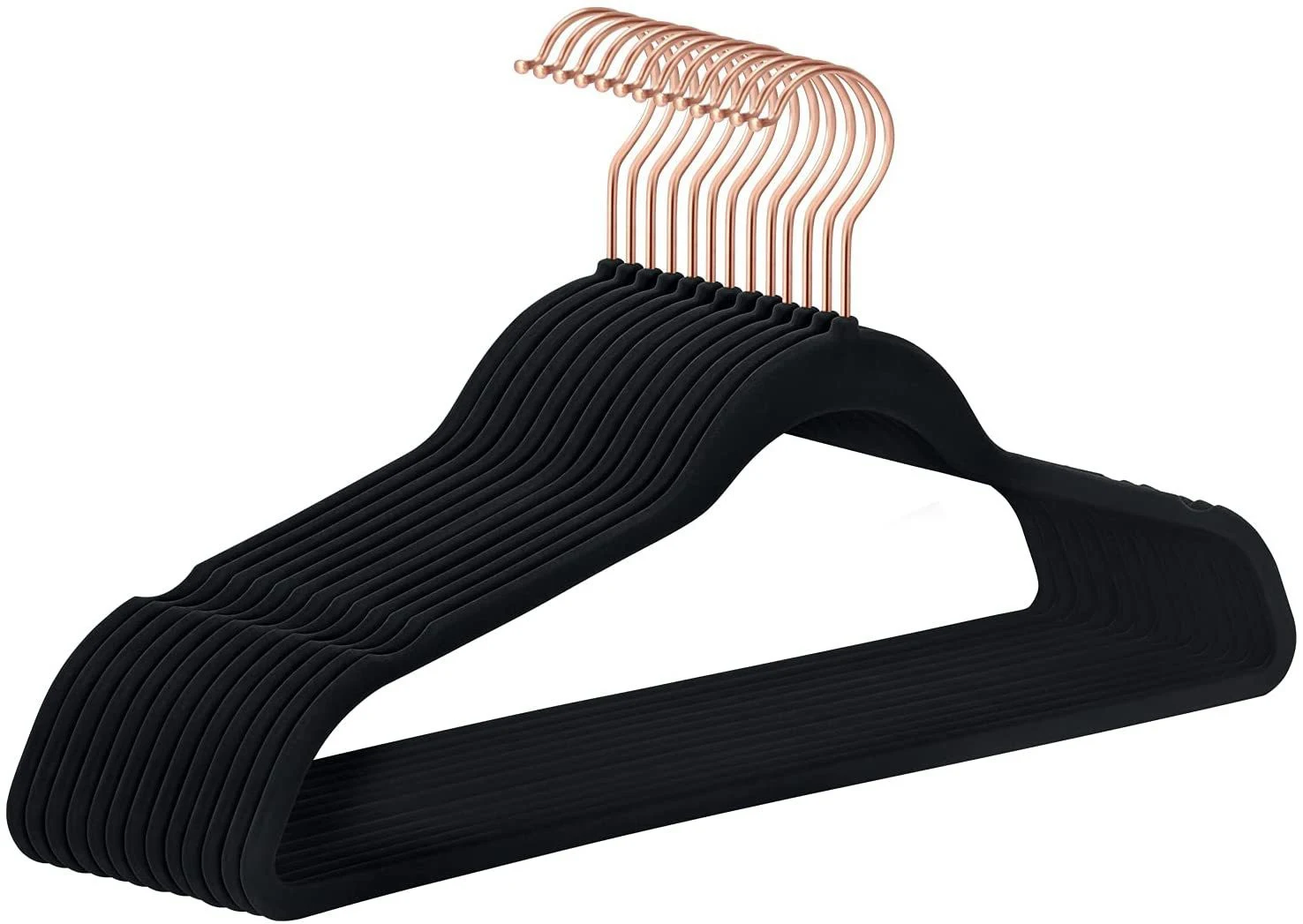 Wholesale cheap premium space save slim velvet hangers 50 pack non slip velvet fabric hanger black