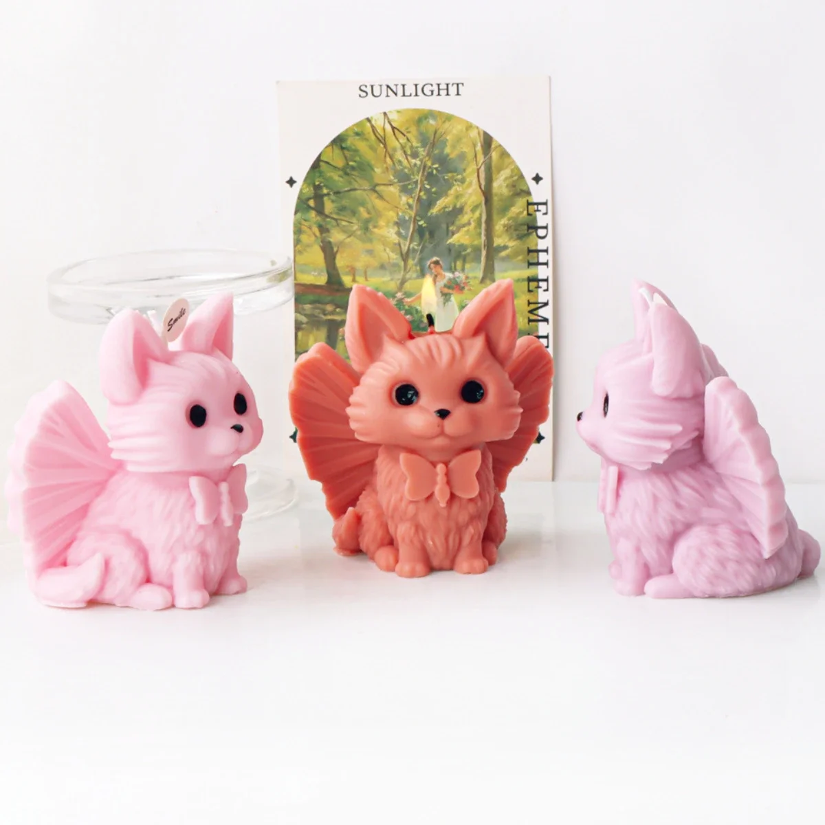 Candle Moulds Silicone 3D Smile Wings Kitten Molds for Candles DIY Big Eyes Cat Animal Moldes De Silicona Para Velas Candle Mold