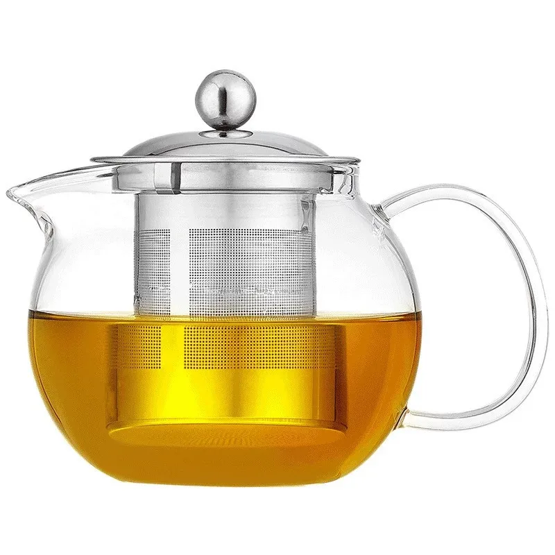 High Borosilicate Heat Resistant Teapot With Infuser Teapot With Cup Glass Teapots Set Bamboo Handle