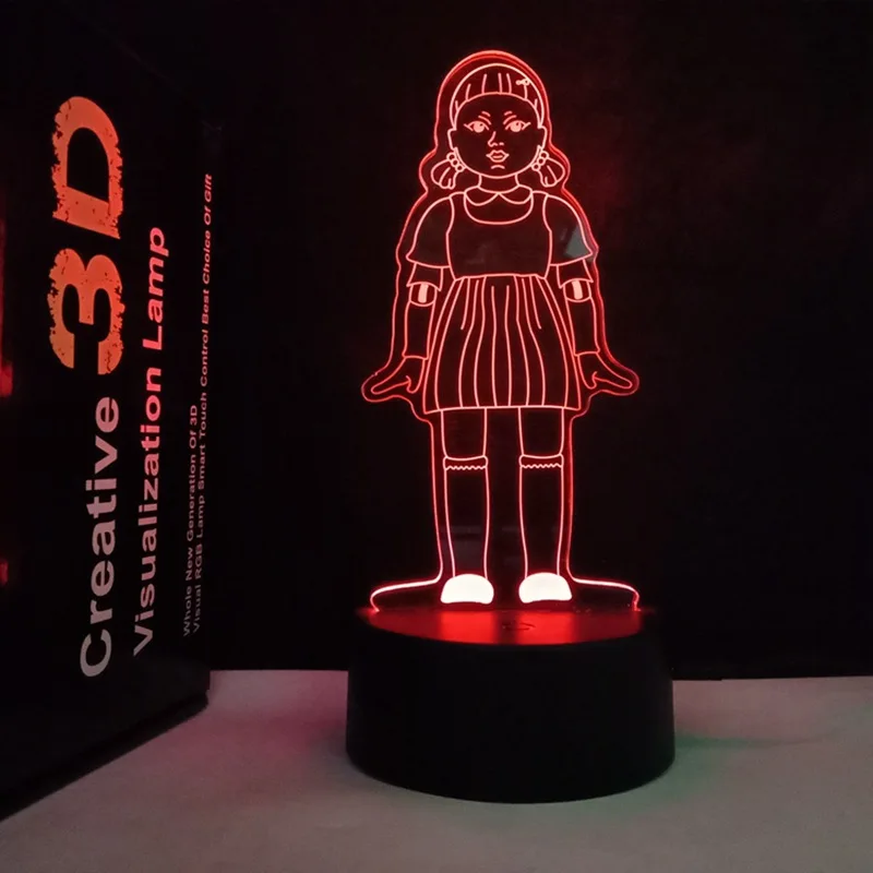 2021 Hot Korean Thriller TV Series Horror 3D night light squid game illusion lamp Squid Game for