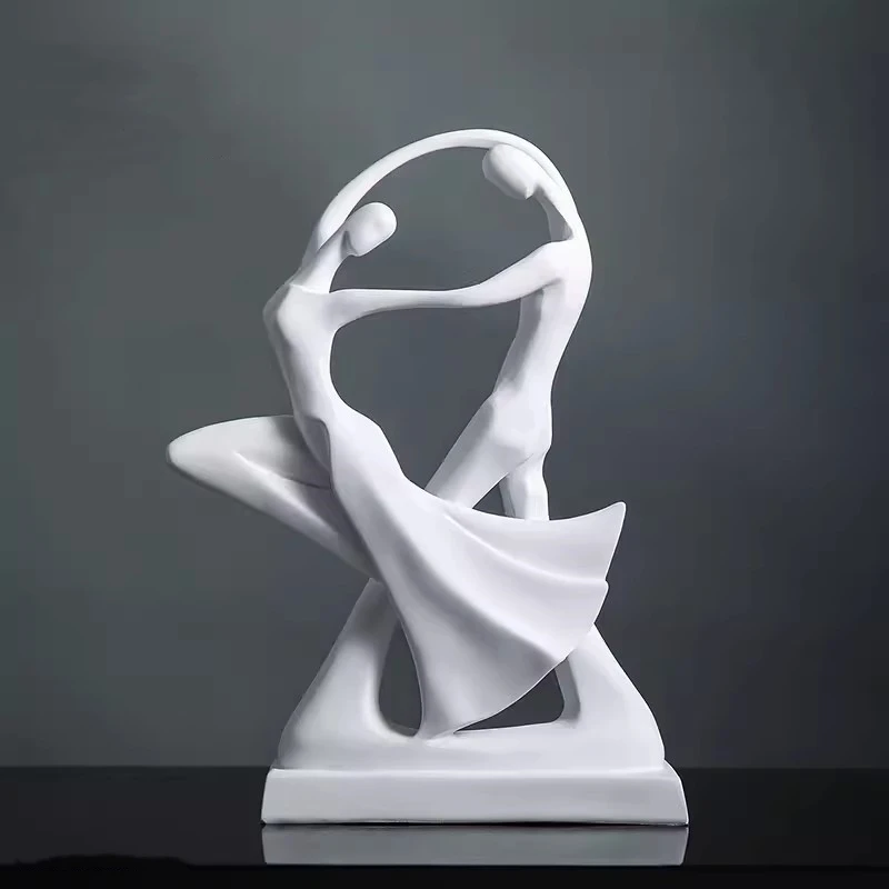 Romantic Accessories Handmade Resin Man And Woman Figurines Abstract Loving Dancing Couple Statues