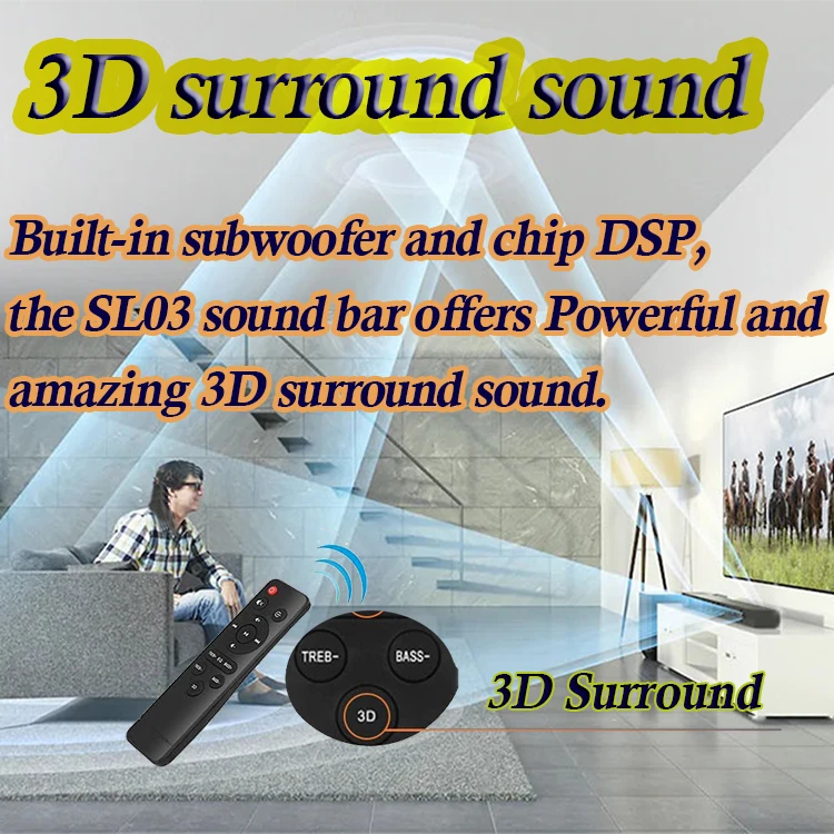 Лучшая 3D система домашнего кинотеатра BT5.0 динамик звуковая панель для телефона ПК беспроводная с