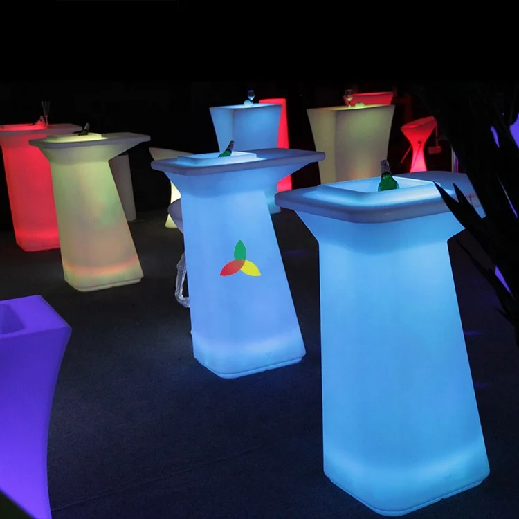 Led Ice Bucket Table And Light Up Double Sofa Set Nightclub Ktv Party End Table Modern Colorful Led Bar Furniture With Led Light