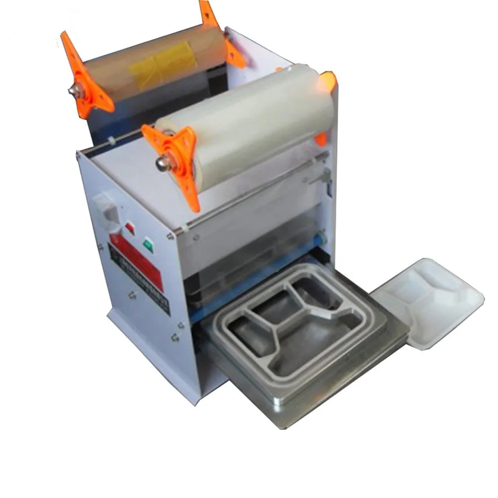 
Semi-automatic Tray Sealer Packaging Machine Plastic Food Container Sealing Meal Table Top Heat Tray Small packing machine 