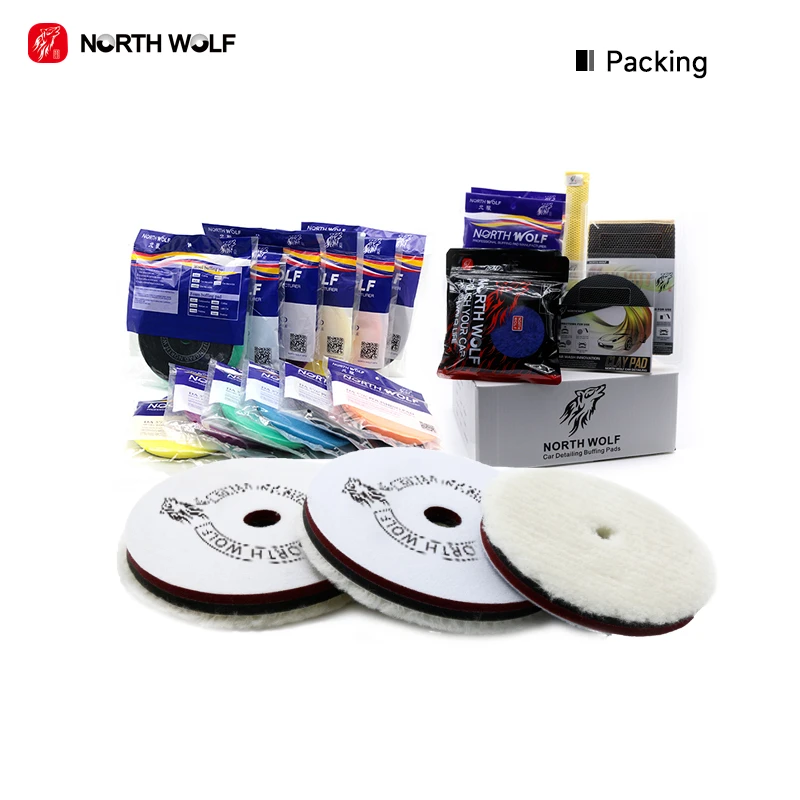 North Wolf Double Color Foam Layer Wool Buffing Pad 5ln Polish Pad Car Aggressive Wool Cutting Pad
