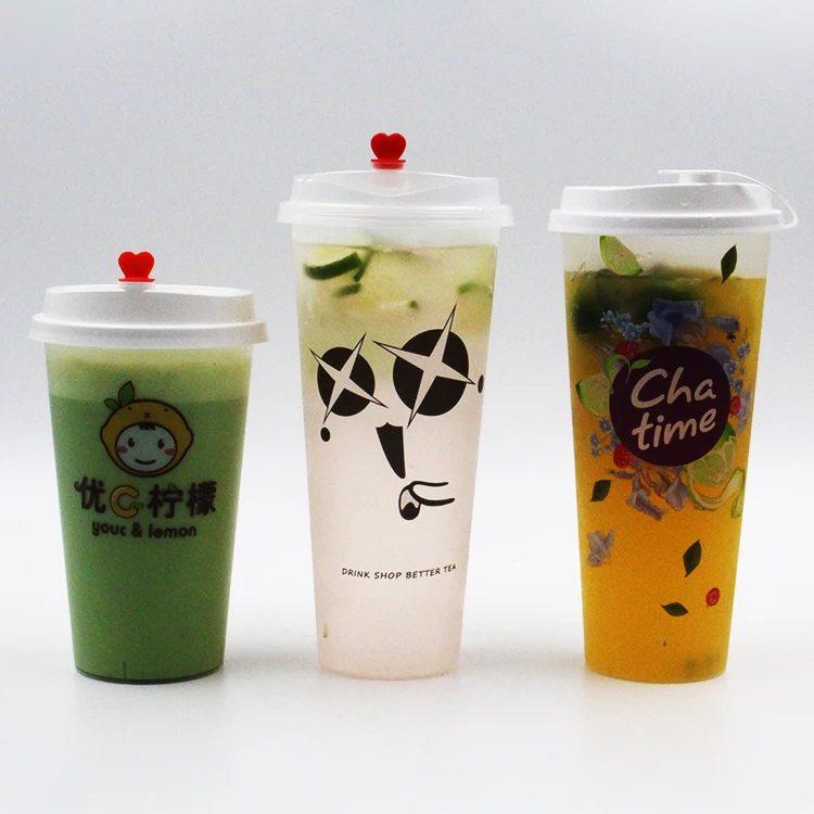 
Custom Printed 360ml 500ml 700ml Plastic Boba Bubble Tea Cup 