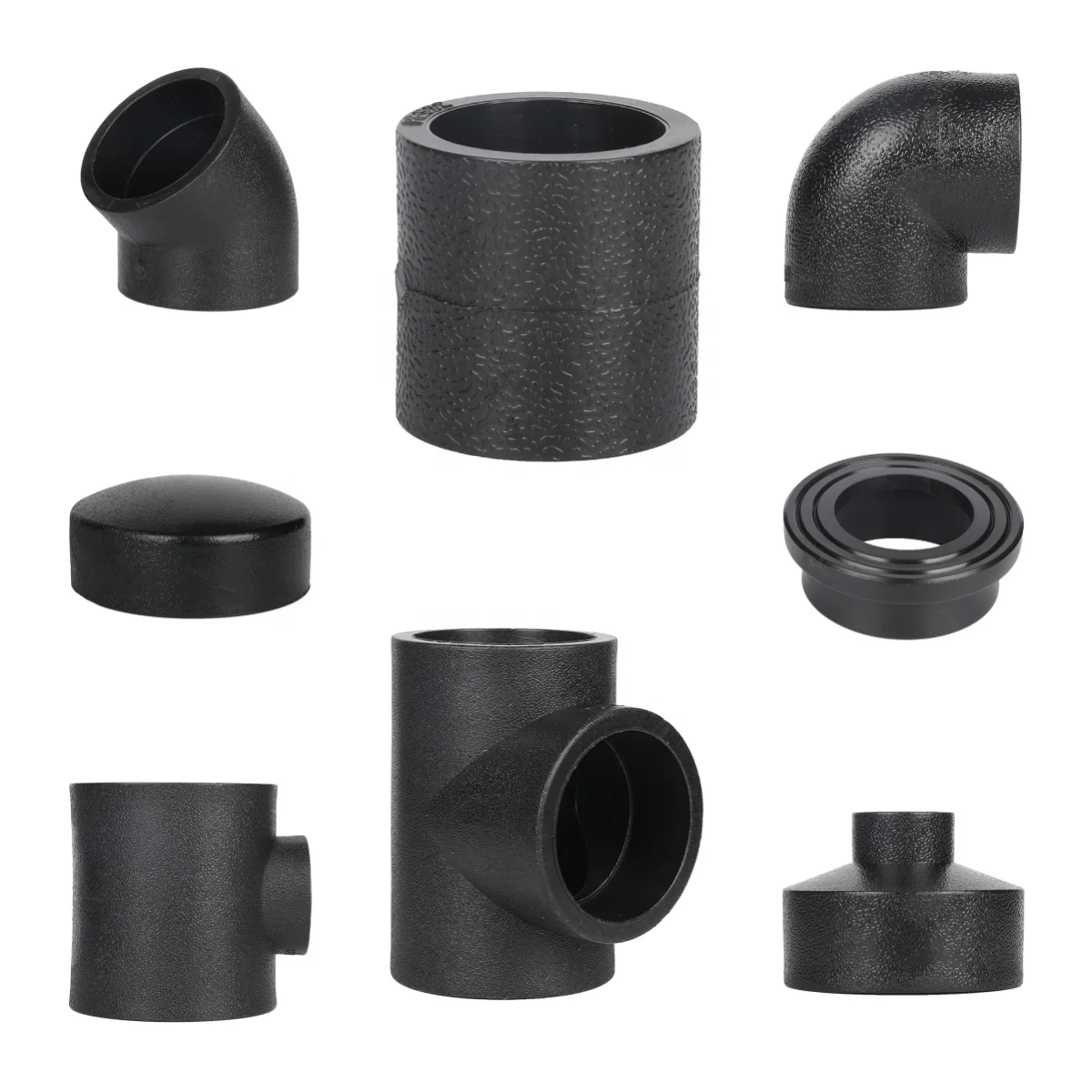 High Quality 100% PE HDPE Socket Fusion Fittings Water Gas Application Tee Elbow Flange