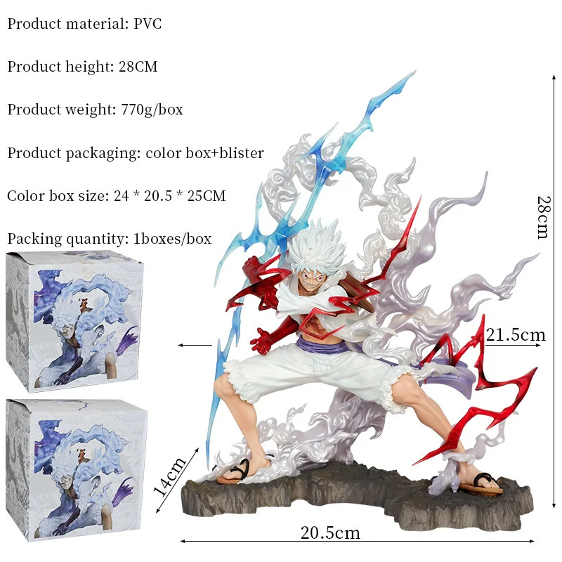 Glow GK Anime Onepieces Lightning Nika Luffy Gear 5 PVC Action Figure Unisex Cartoon Toy from Japan Based