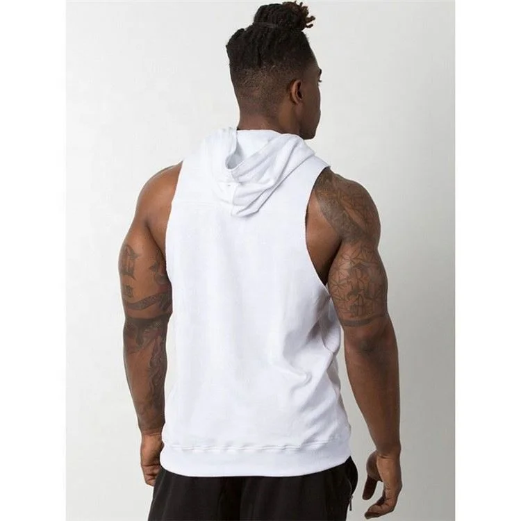 2020 Apparels Quick Dry Sports Multi Colour Wholesale Clothing High Elastic Men Sleeveless Hooded T-Shirts
